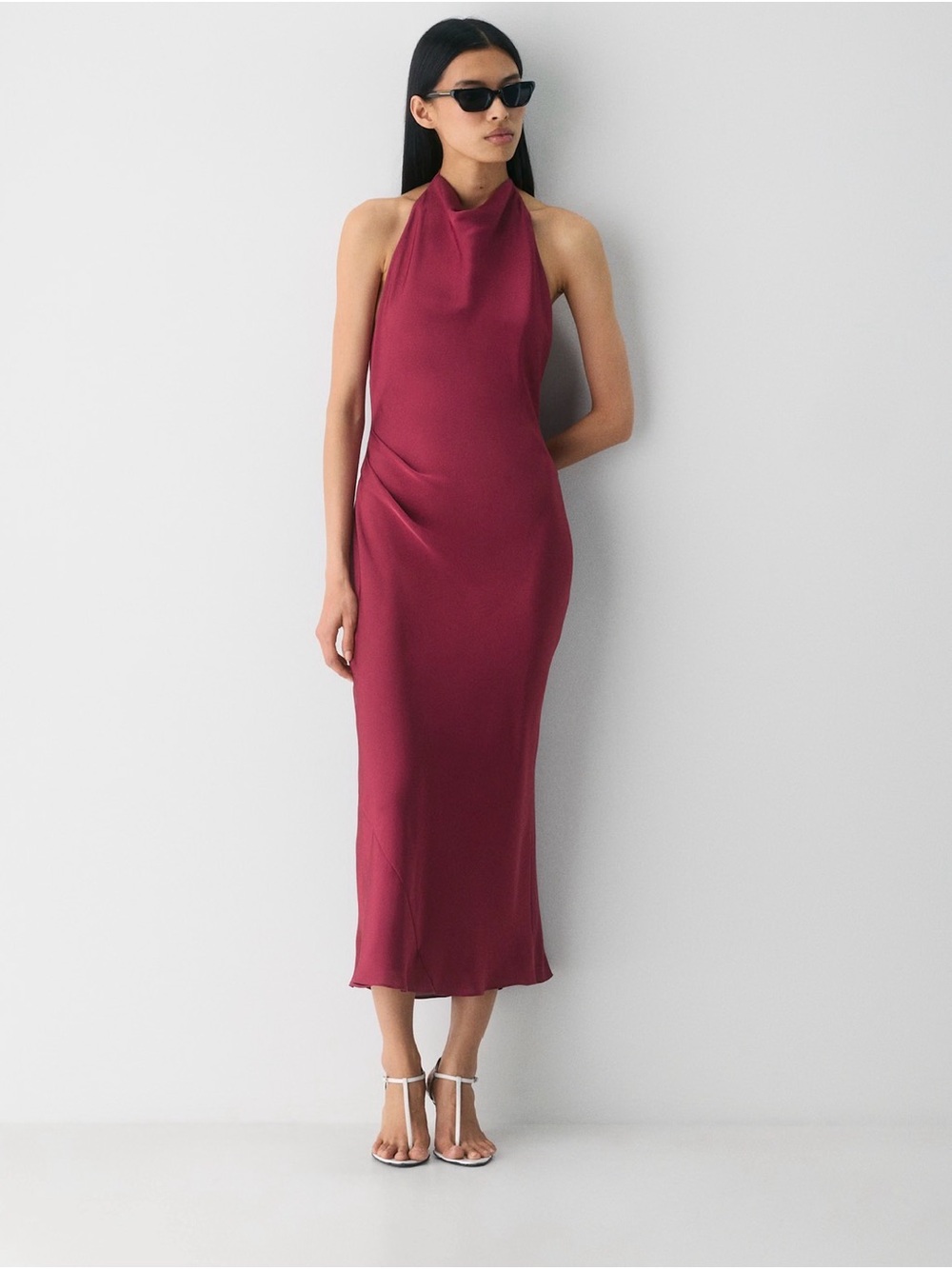 Audience Satin Maxi Halter Dress